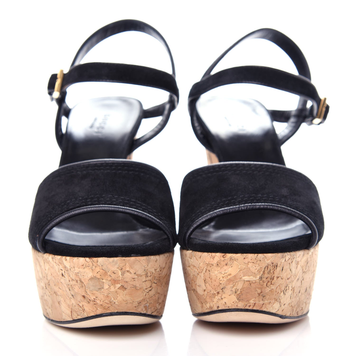 Gucci Suede Cork Platform Sandal 37.5 Black 2 of 11