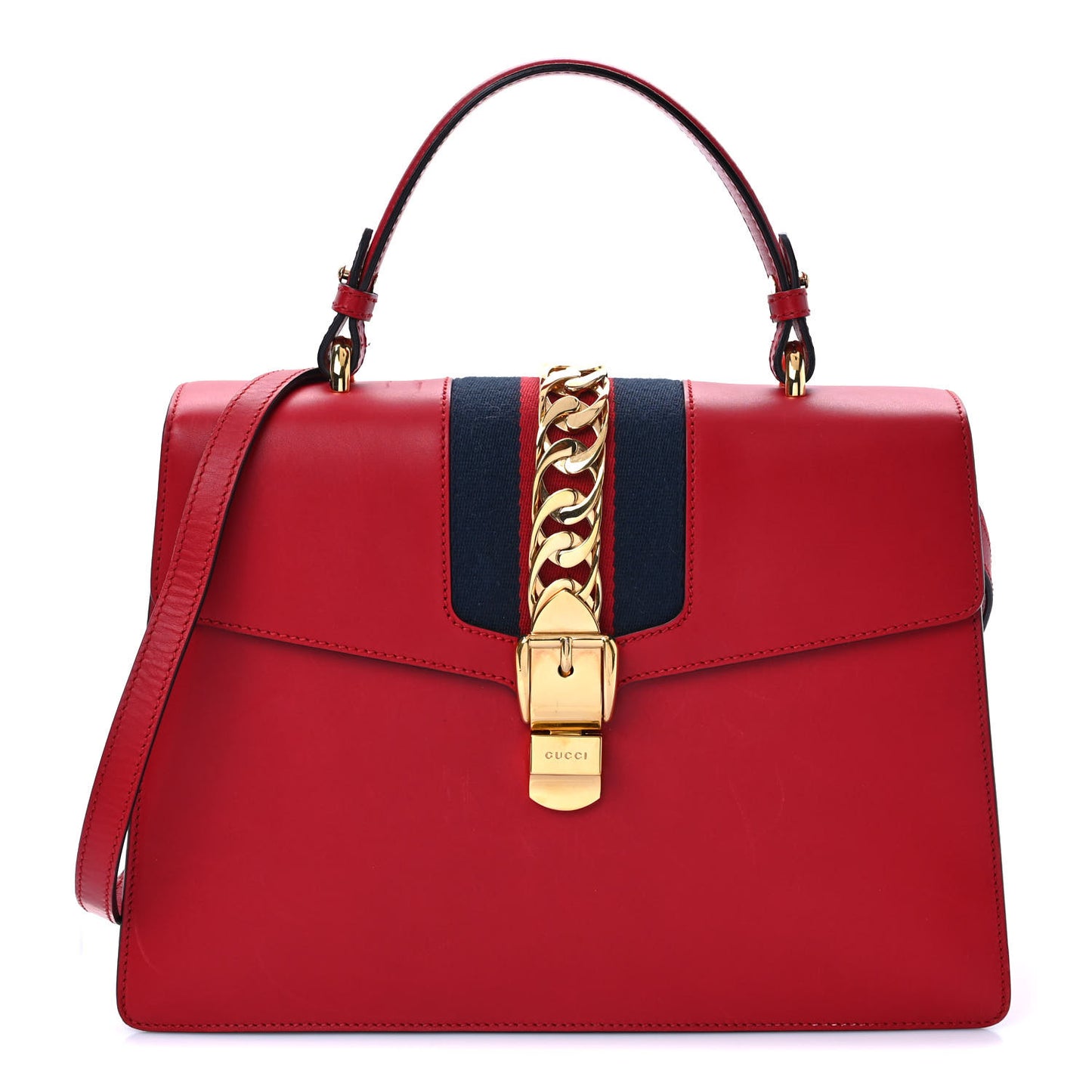 Calfskin Medium Sylvie Top Handle Bag Hibiscus Red