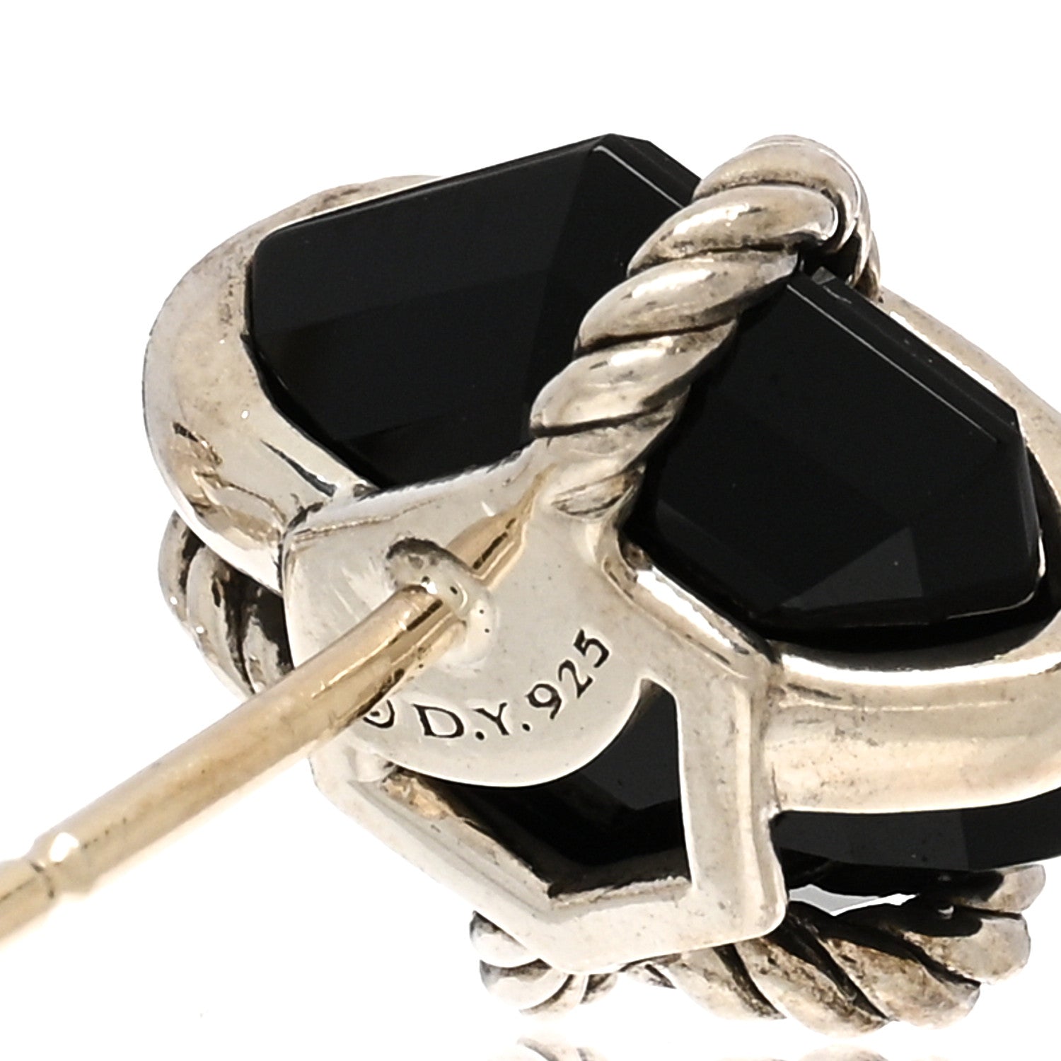 David Yurman Sterling Silver Diamond Black Onyx 11mm Cable Wrap Earrings 4 of 4