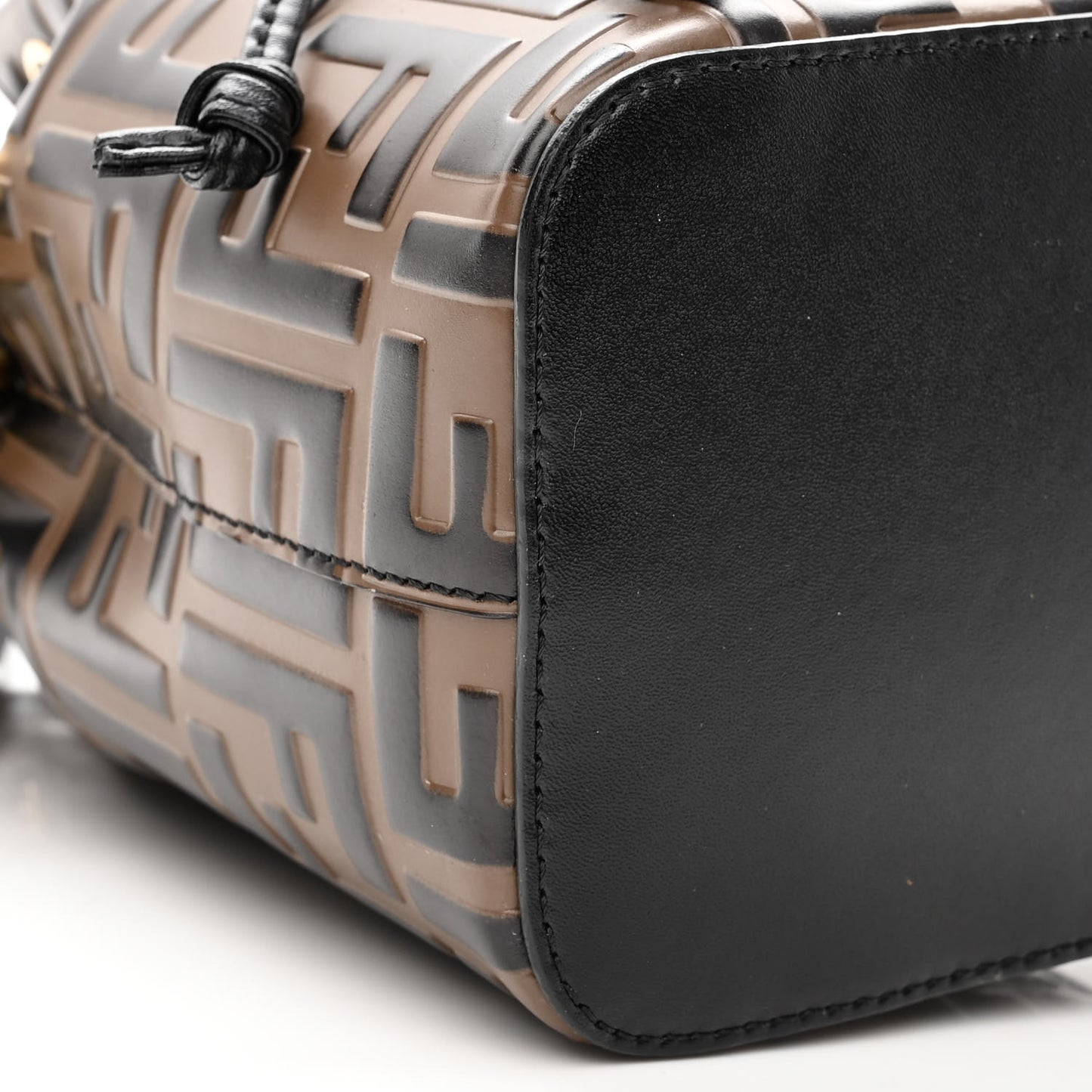 Vitello Liberty F is Fendi Bi-Color FF 1974 Embossed Mini Mon Tresor Bucket Bag Maya Black