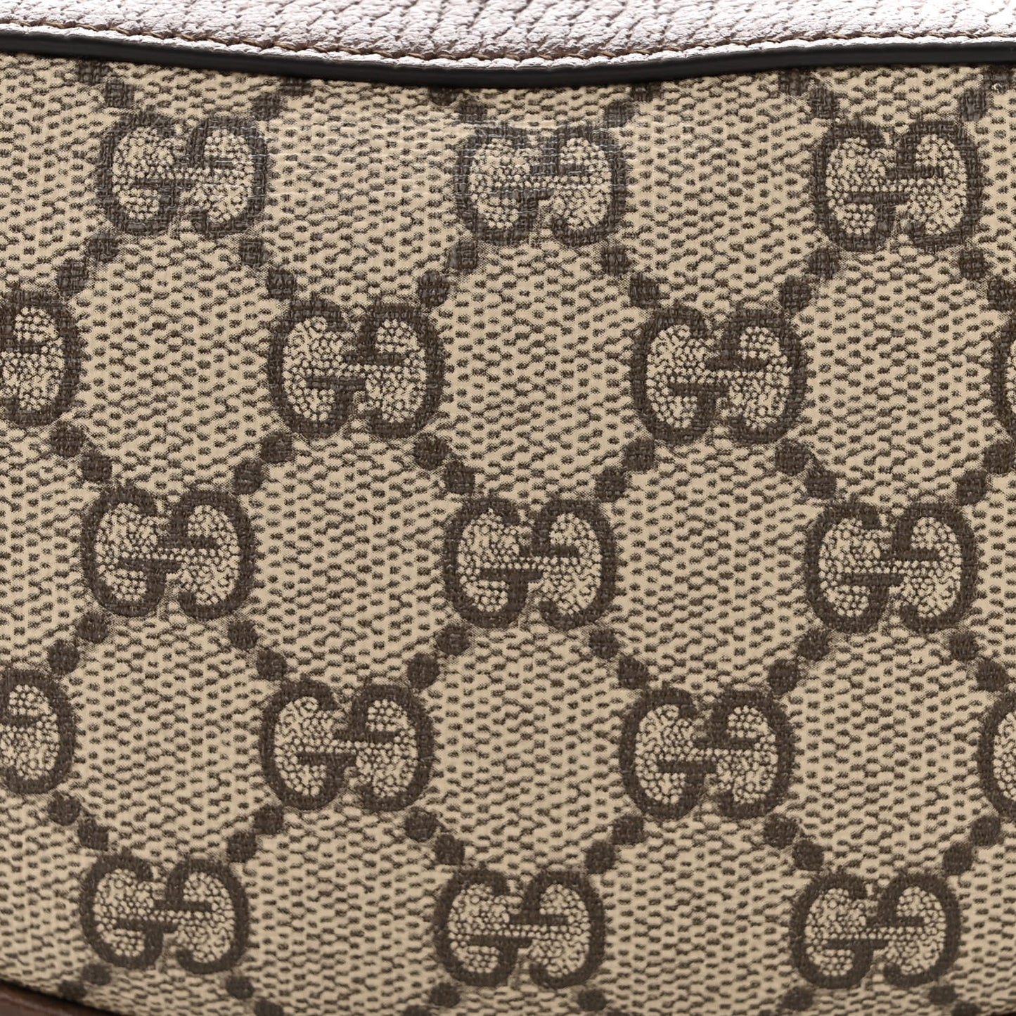GG Supreme Monogram Textured Calfskin Web Mini Ophidia Half Moon Hobo Beige Ebony New Acero