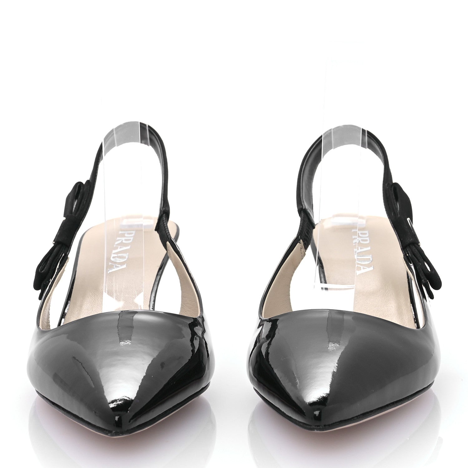 Prada Patent Logo Slingback Pumps 39.5 Black 2 of 8