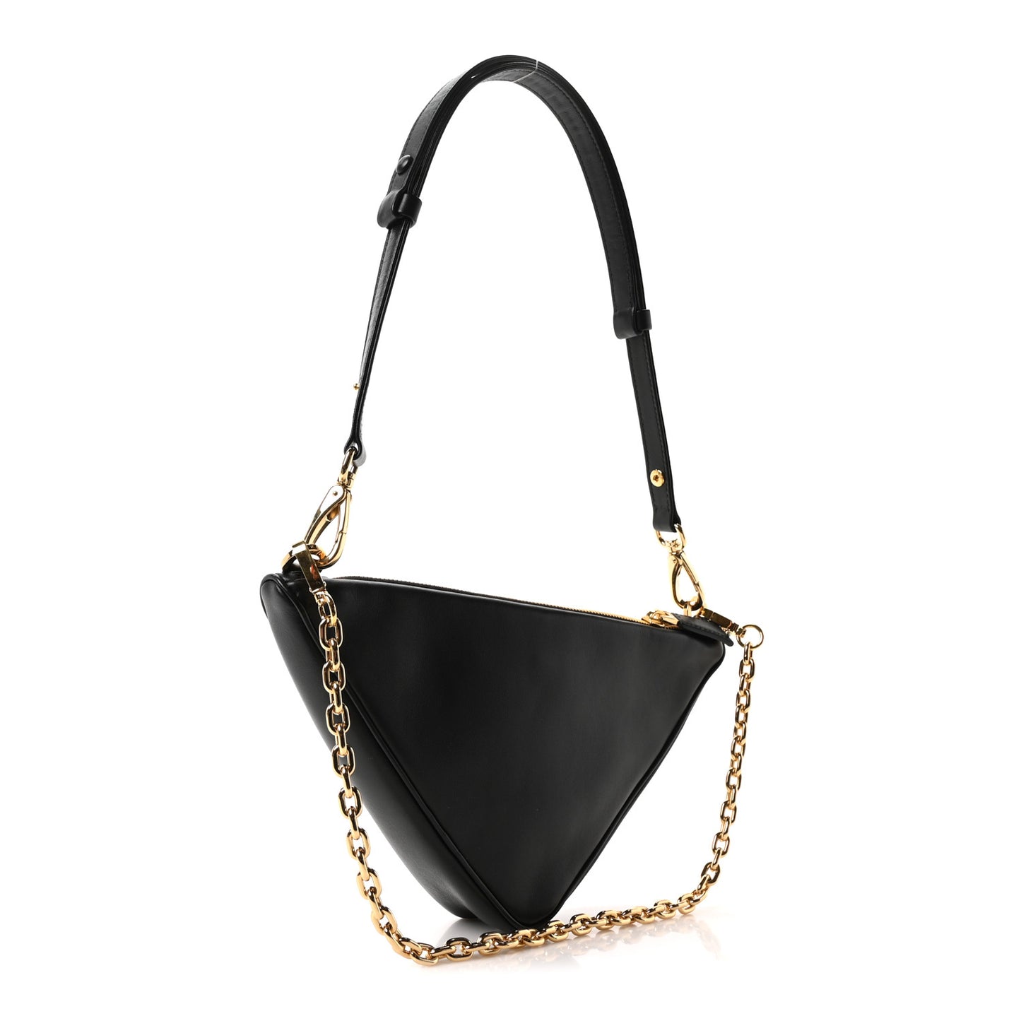 Jacquard Calfskin Triangolo Symbole Embroidered Mini Triangle Double Bag Black Corda