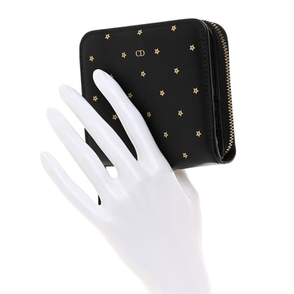 Christian Dior Calfskin Stars Voyageur French Wallet Black 2 of 9