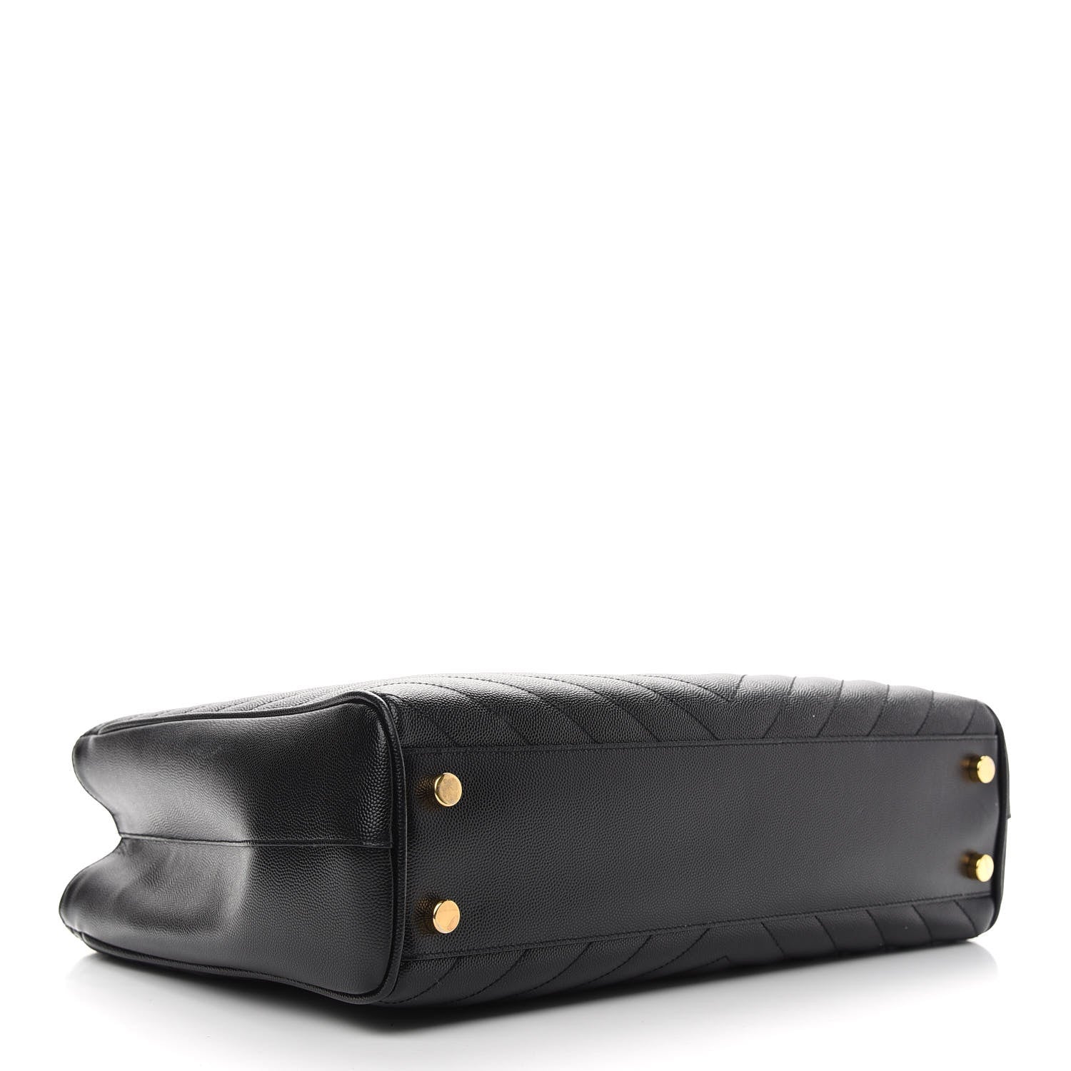 Saint Laurent Grain De Poudre Matelasse Chevron Monogram Shopping Bag Black 4 of 10