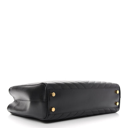 Saint Laurent Grain De Poudre Matelasse Chevron Monogram Shopping Bag Black 4 of 10