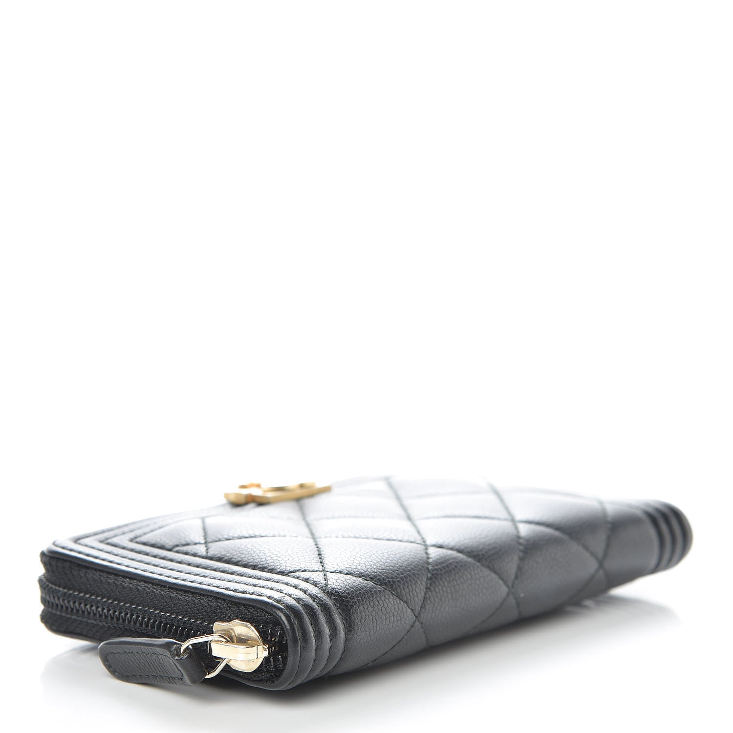 Chanel Caviar Quilted Small Boy Zip Around Wallet Black 4 of 11