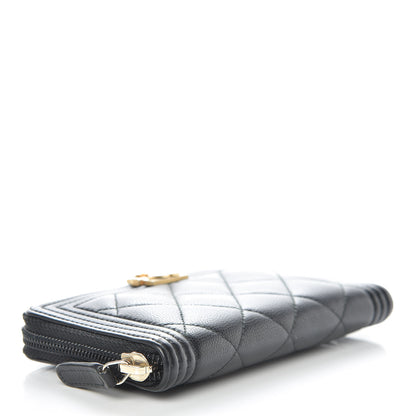 Chanel Caviar Quilted Small Boy Zip Around Wallet Black 4 of 11