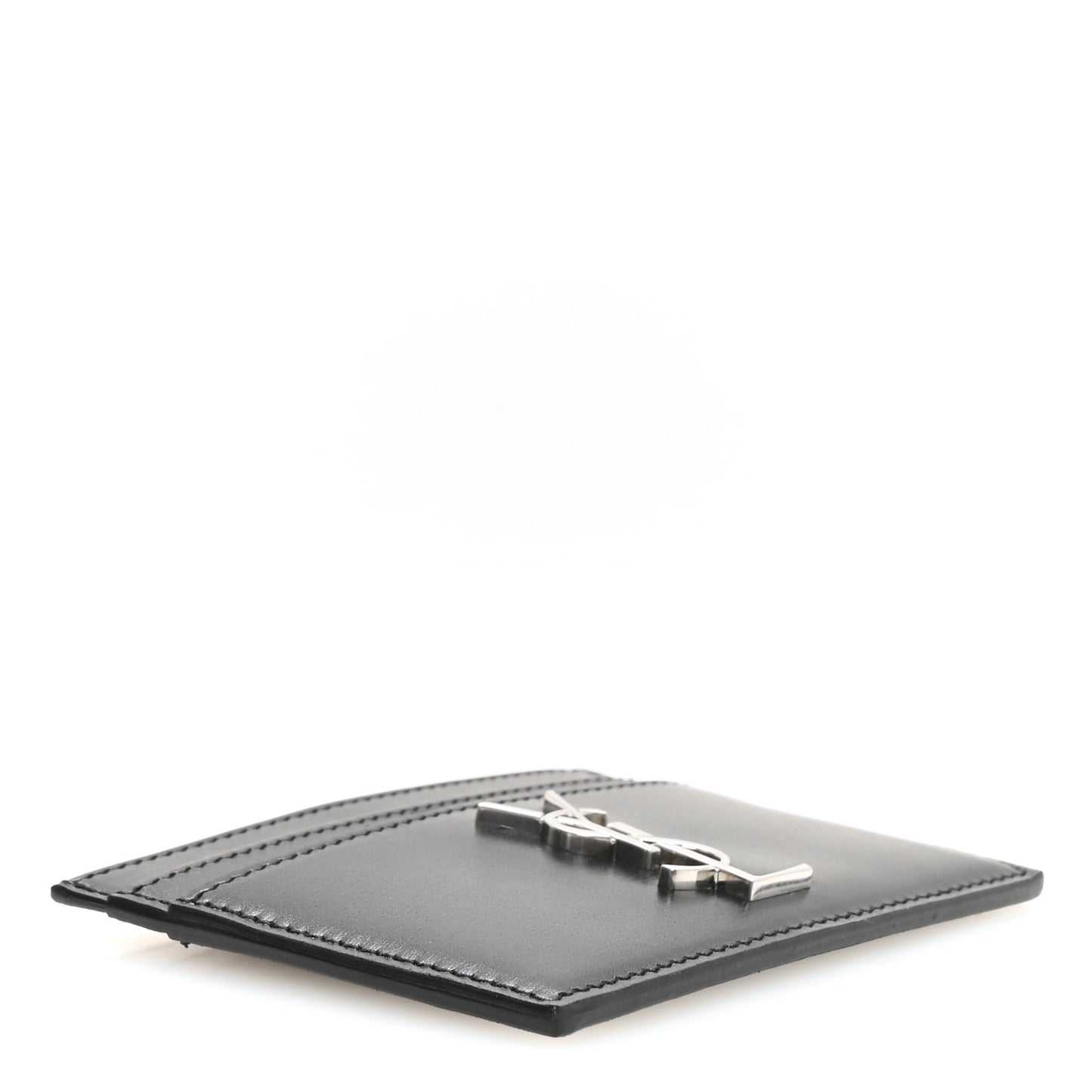 Calfskin Monogram Credit Card Case Black