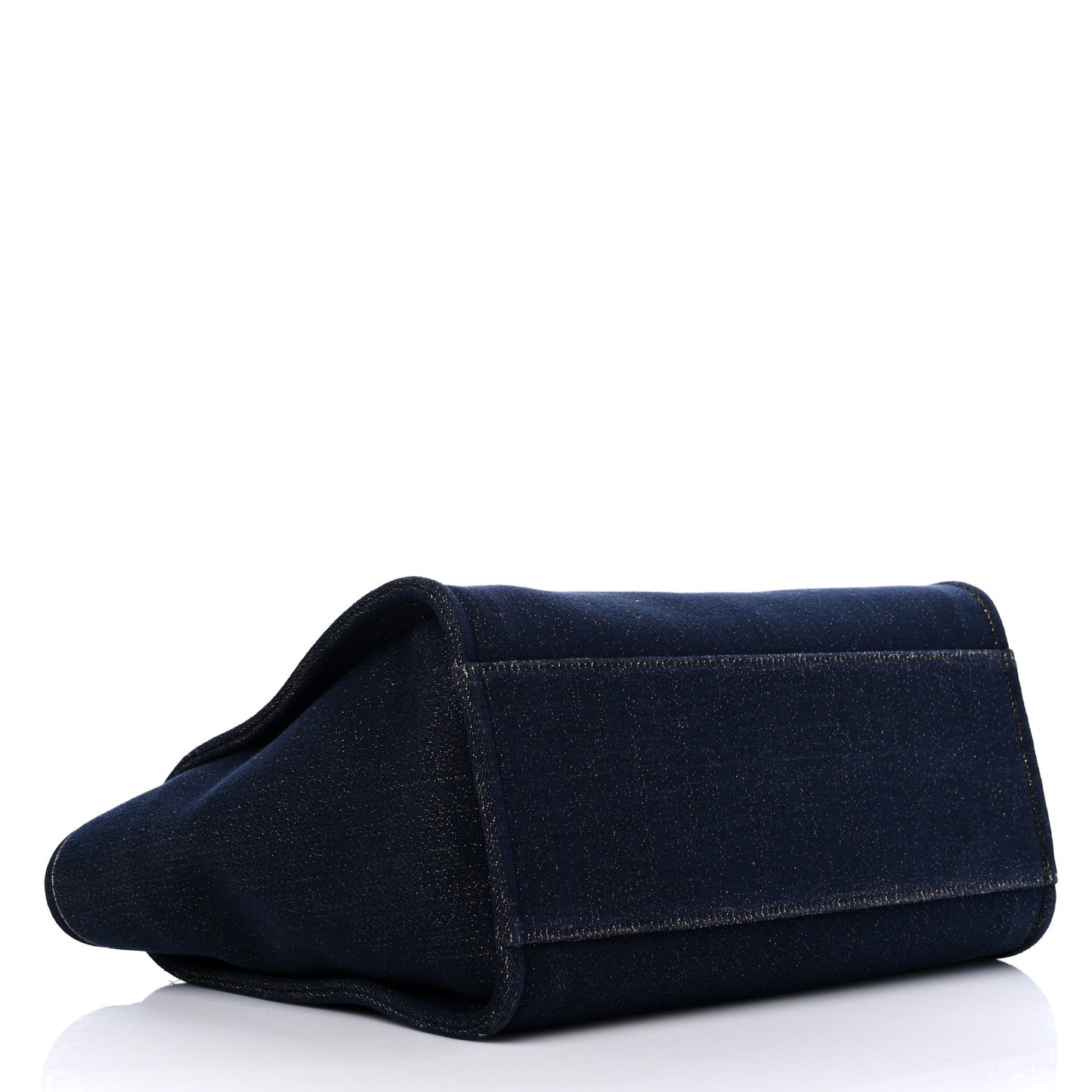 Lurex Canvas Medium Deauville Tote Navy Blue Gold