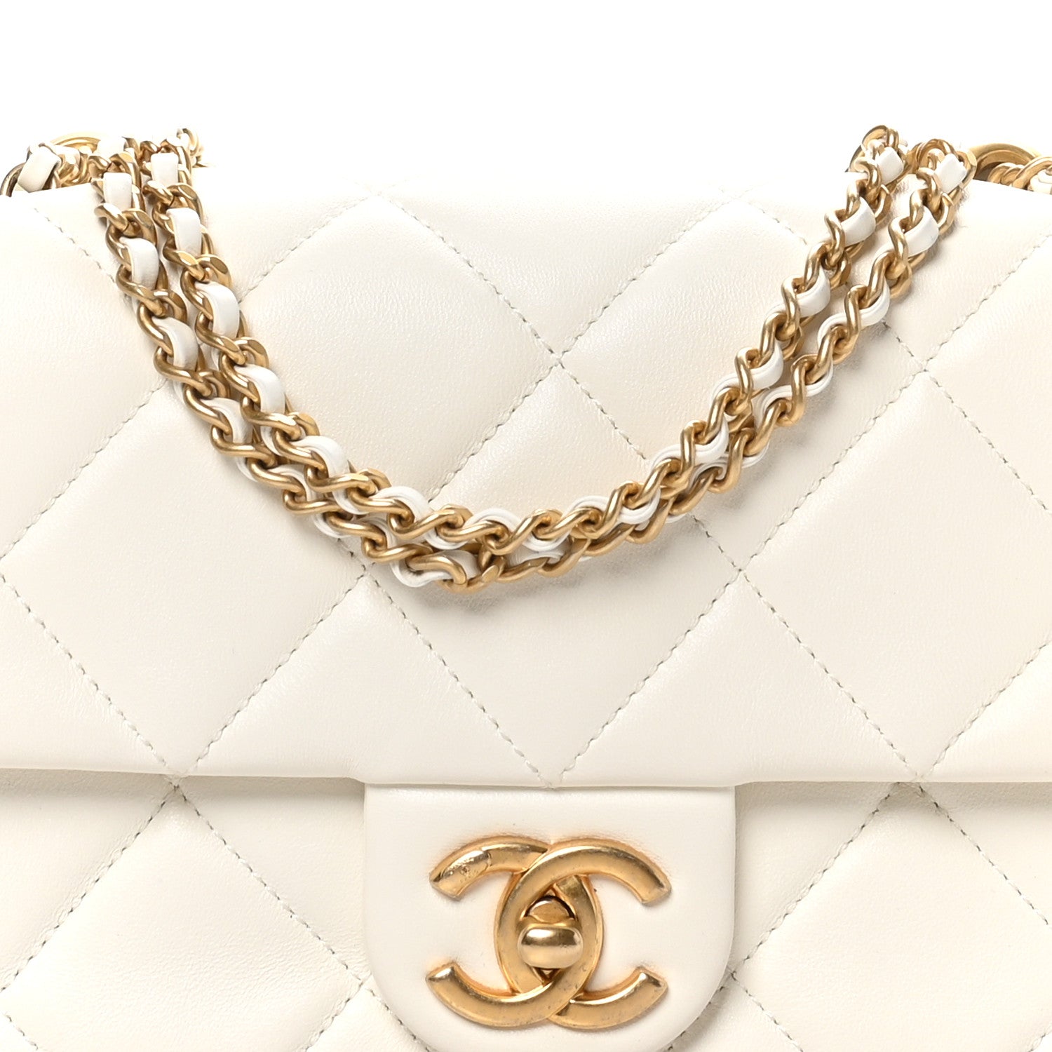 Chanel Lambskin Quilted Pearl Small Flap White 8 of 11