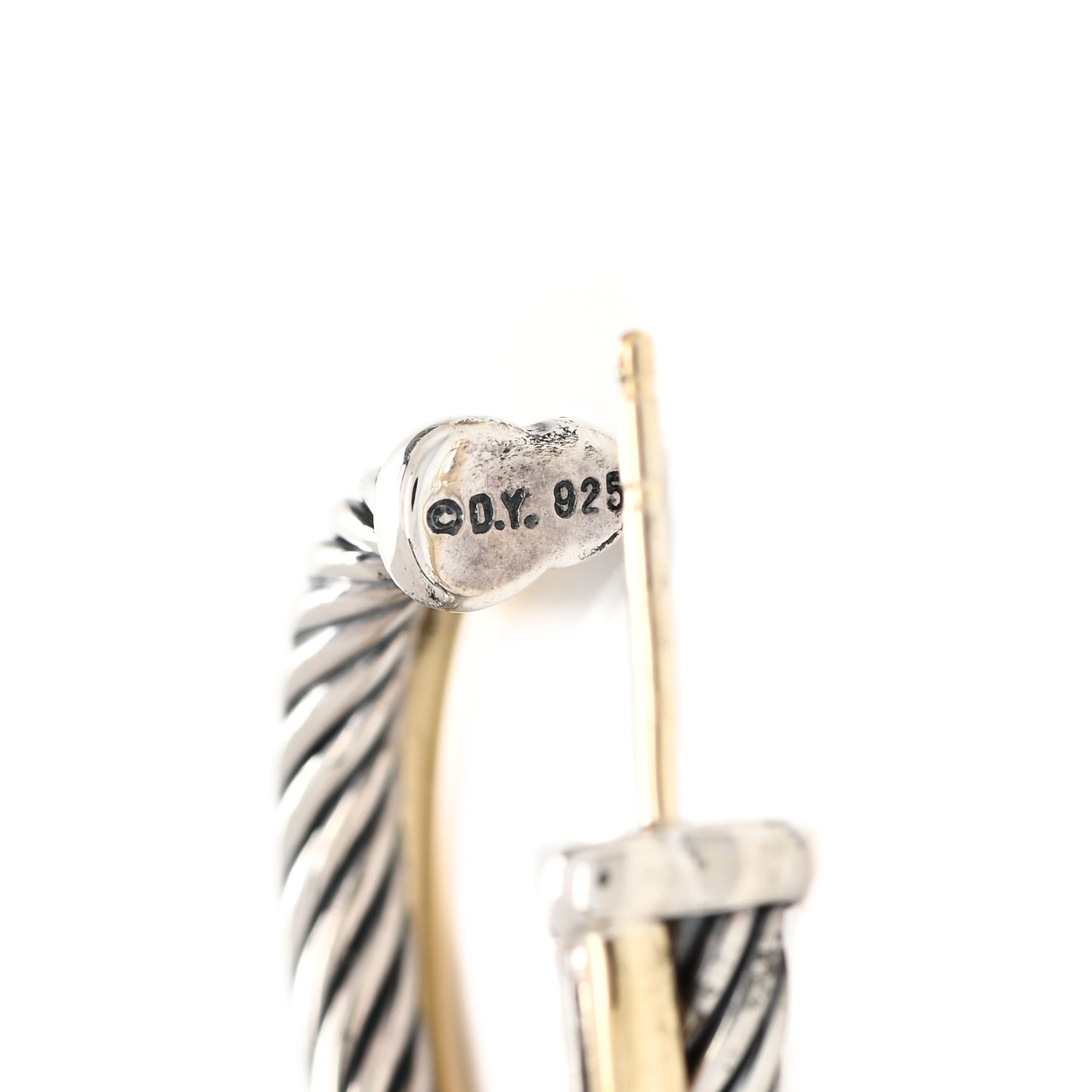 Sterling Silver 18K Yellow Gold 23mm Crossover Cable Hoop Earrings