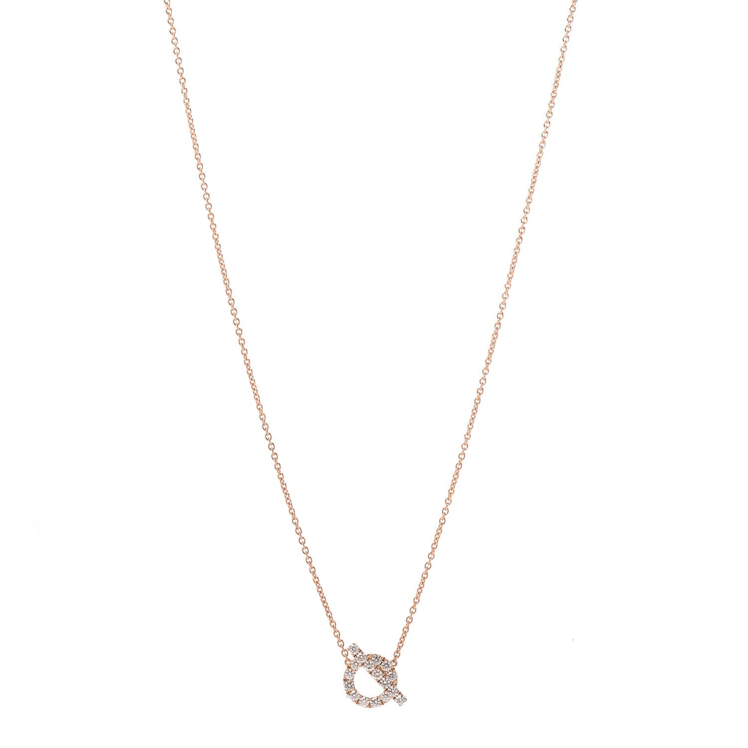 Hermes 18K Rose Gold Diamond Finesse Pendant Necklace 1 of 5
