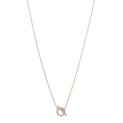 Hermes 18K Rose Gold Diamond Finesse Pendant Necklace 1 of 5