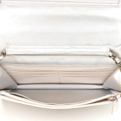 Chanel Nylon Travel Wallet On Chain WOC Metallic Silver 5 of 20