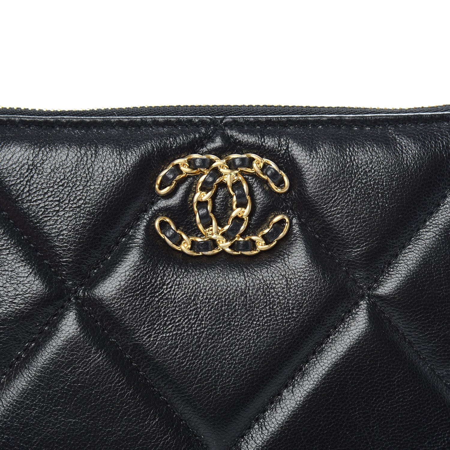 Chanel Shiny Goatskin Quilted Small 19 Pouch Black 8 of 9