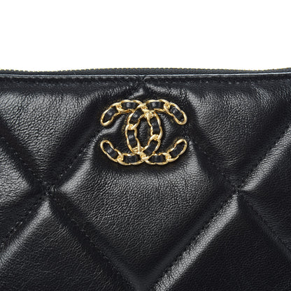 Chanel Shiny Goatskin Quilted Small 19 Pouch Black 8 of 9