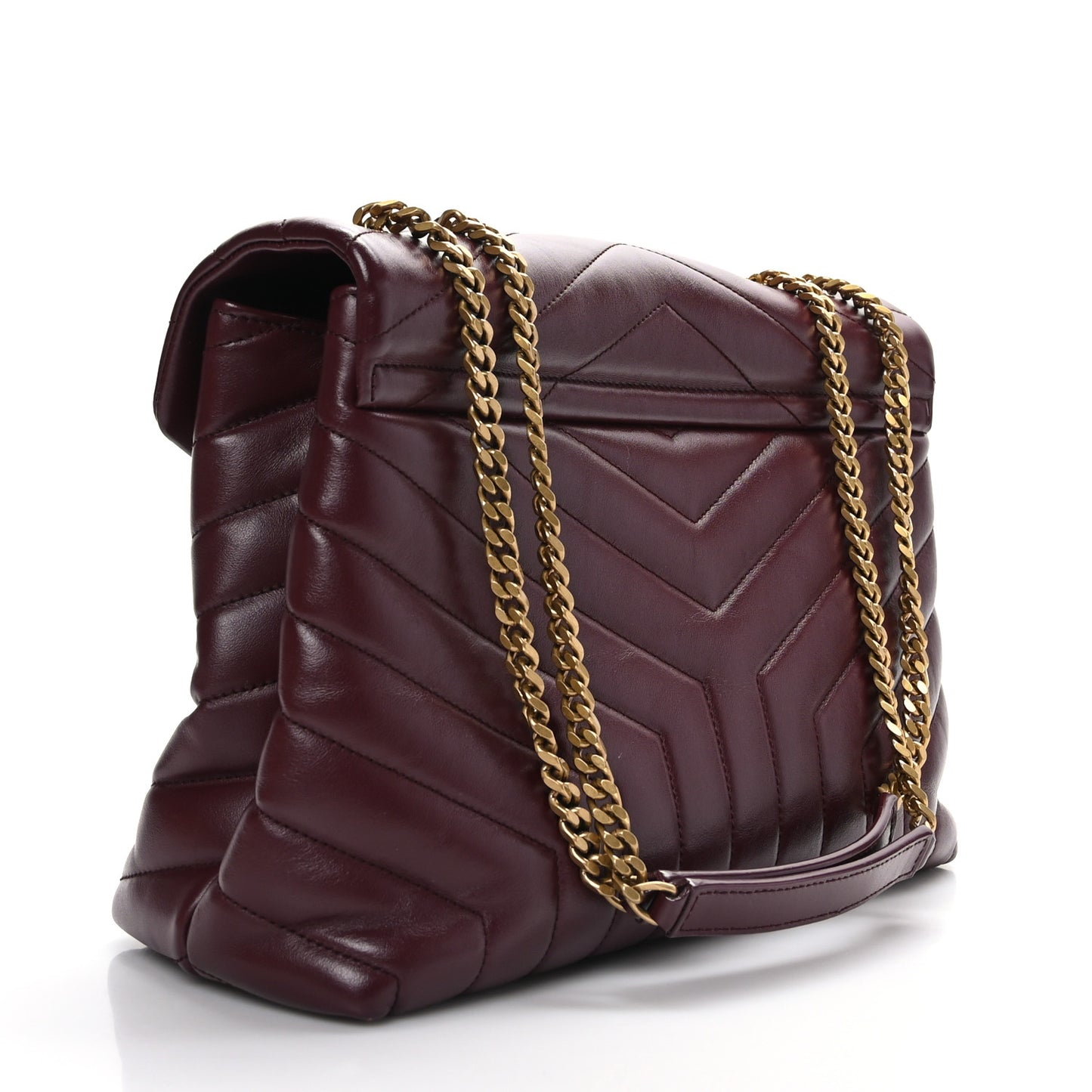 Calfskin Y Quilted Monogram Medium Loulou Chain Satchel Rouge Legion