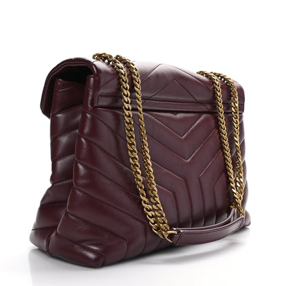Saint Laurent Calfskin Y Quilted Monogram Medium Loulou Chain Satchel Rouge Legion 3 of 9