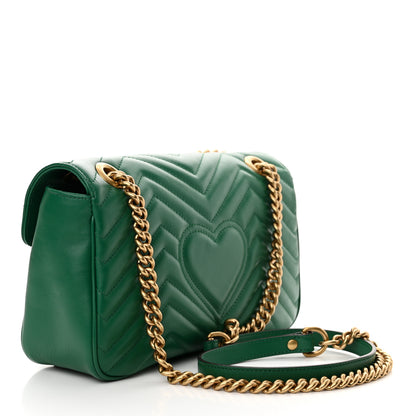 Gucci Calfskin Matelasse Small GG Marmont Shoulder Bag Emerald Green 3 of 12