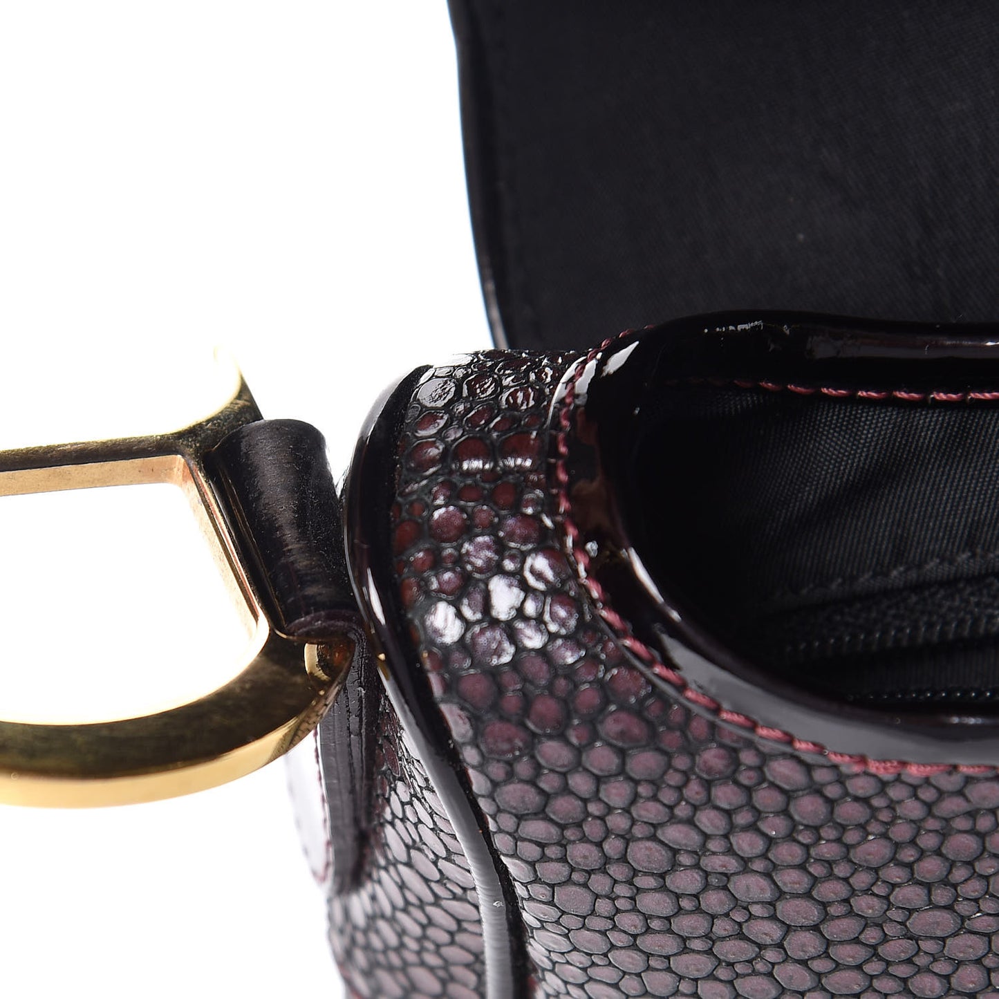 Calfskin Stingray Embossed Saddle Bag Red