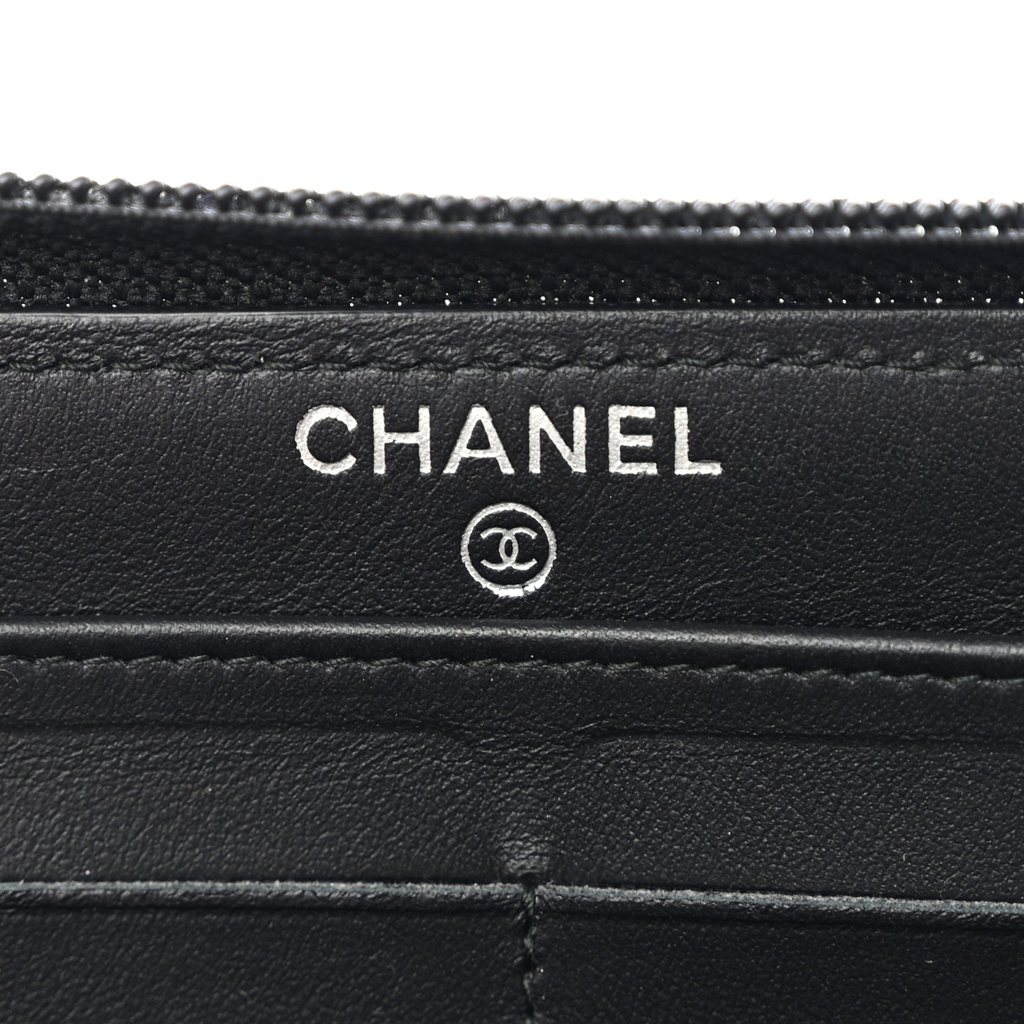 Caviar Chevron Quilted Zip Around Boy Wallet Black