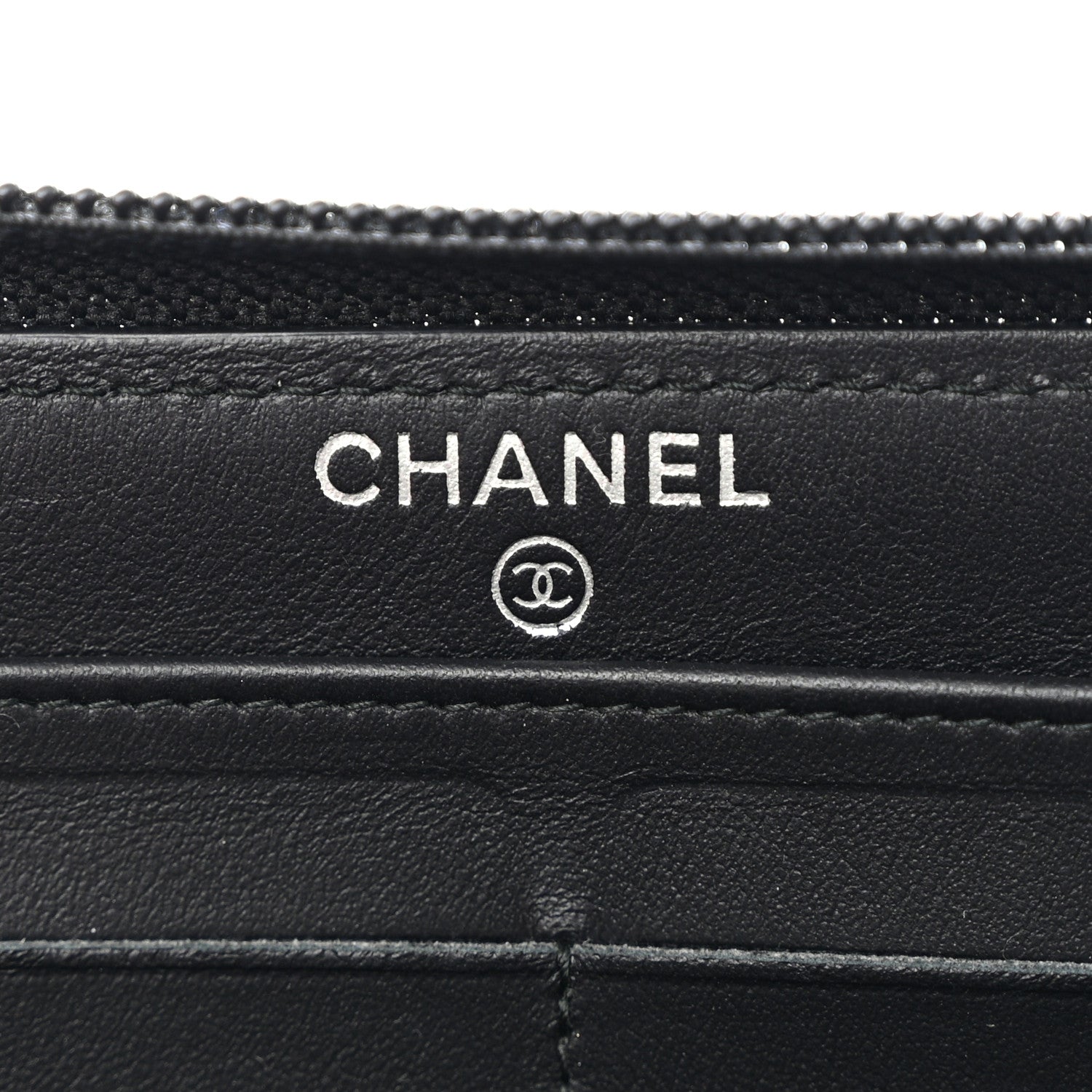Chanel Caviar Chevron Quilted Zip Around Boy Wallet Black 5 of 8