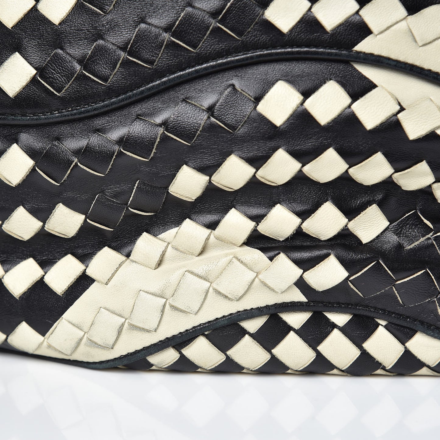 Nappa Intrecciato Shopper Tote Black White