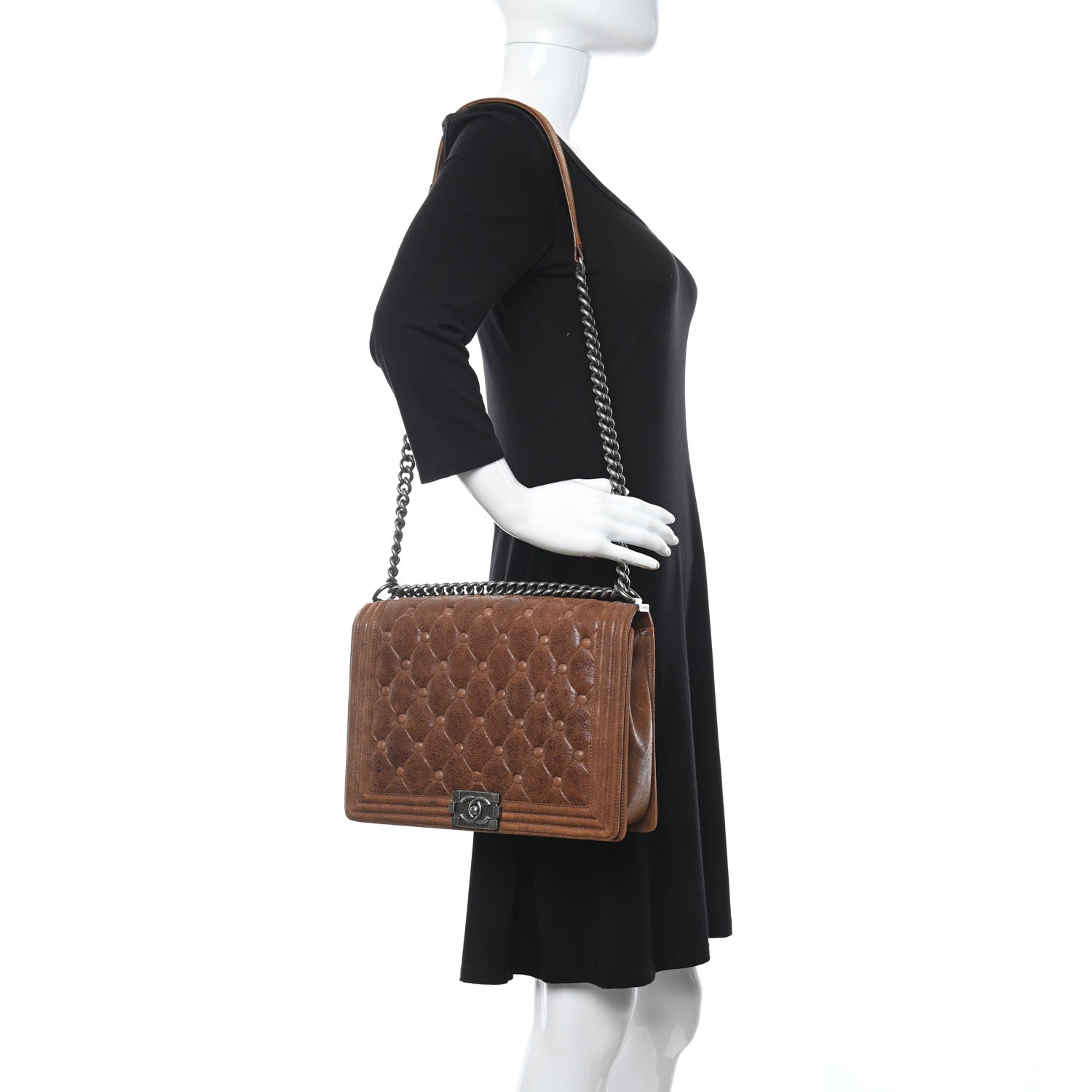 Chanel Nubuck Chesterfield Quilted Large Celtic Boy Flap Brown 2 of 10