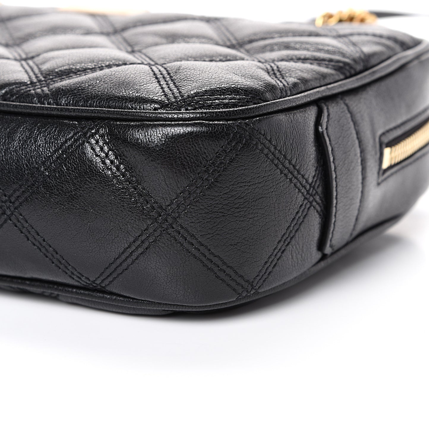 Lambskin Quilted Becky Camera Shoulder Bag Black