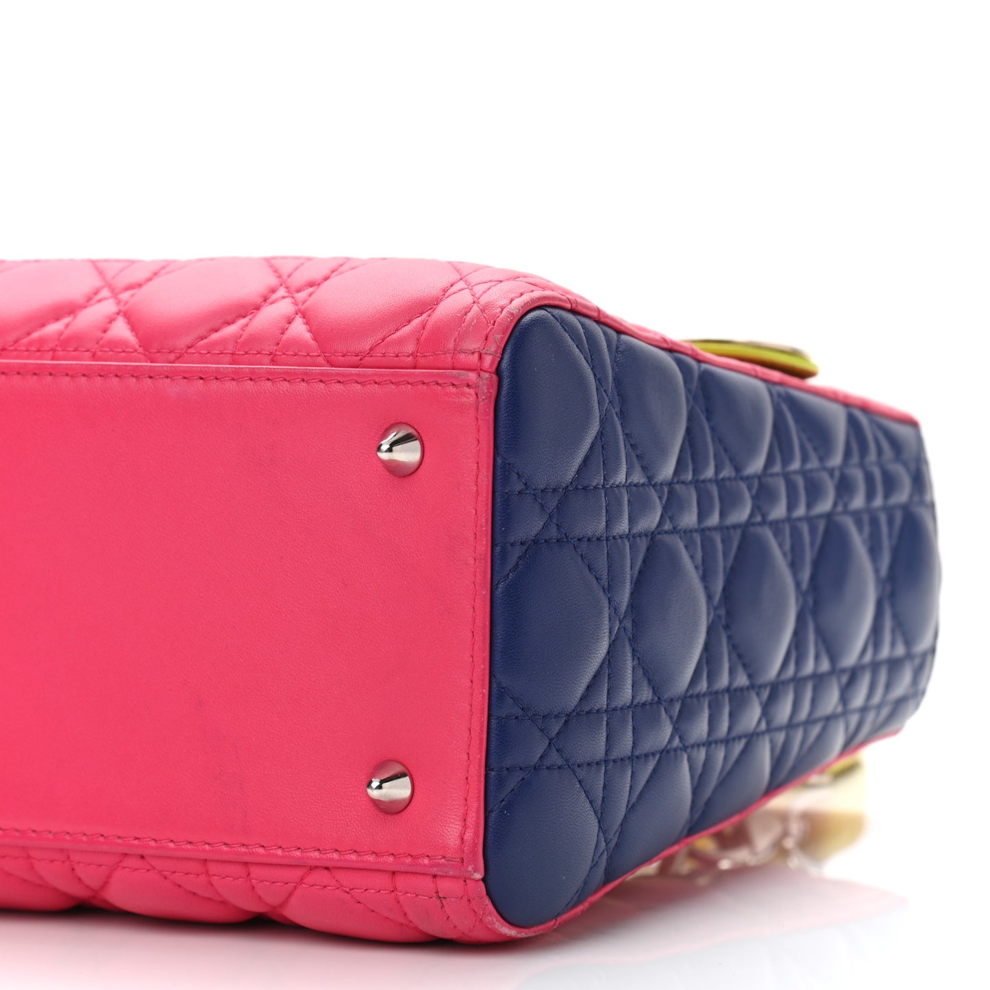 Lambskin Cannage Medium Tri-Color Lady Dior Pink Blue Yellow