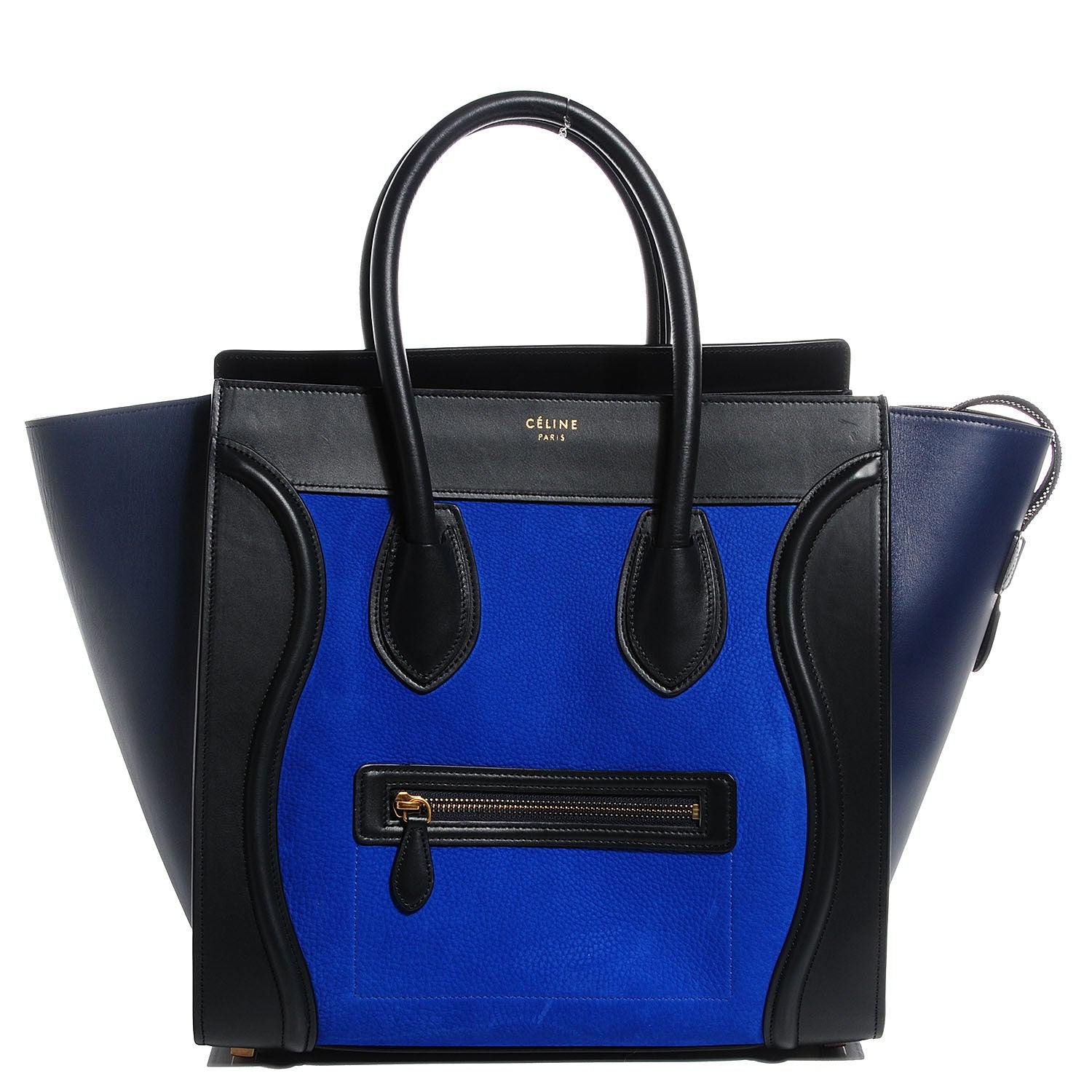 Celine Nubuck Smooth Calfskin Mini Tri-Color Luggage Bright Blue 1 of 8