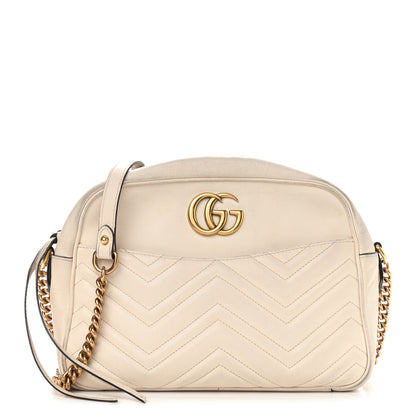Gucci Calfskin Matelasse Medium GG Marmont Chain Shoulder Bag Mystic White 1 of 18