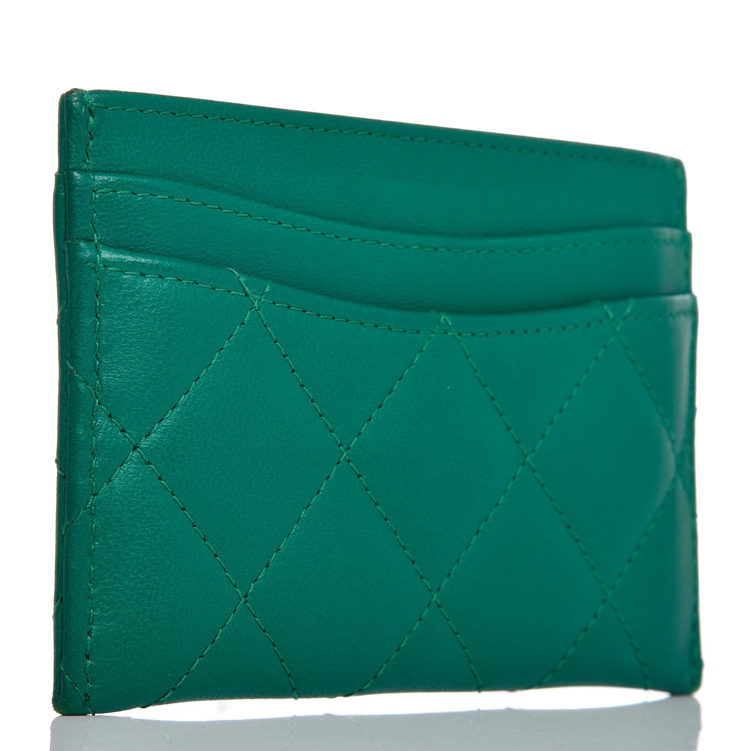 Chanel Lambskin Quilted Card Holder Green 3 of 11
