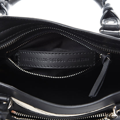 Balenciaga Canvas Satin Calfskin Diagonal Allover Logo Print Classic Silver Hardware Mini City Natural Black 6 of 9
