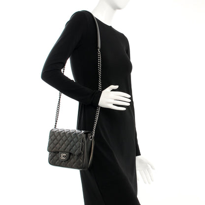 Chanel Metallic Goatskin Quilted Small Rock In Rome Flap Charcoal 2 of 8