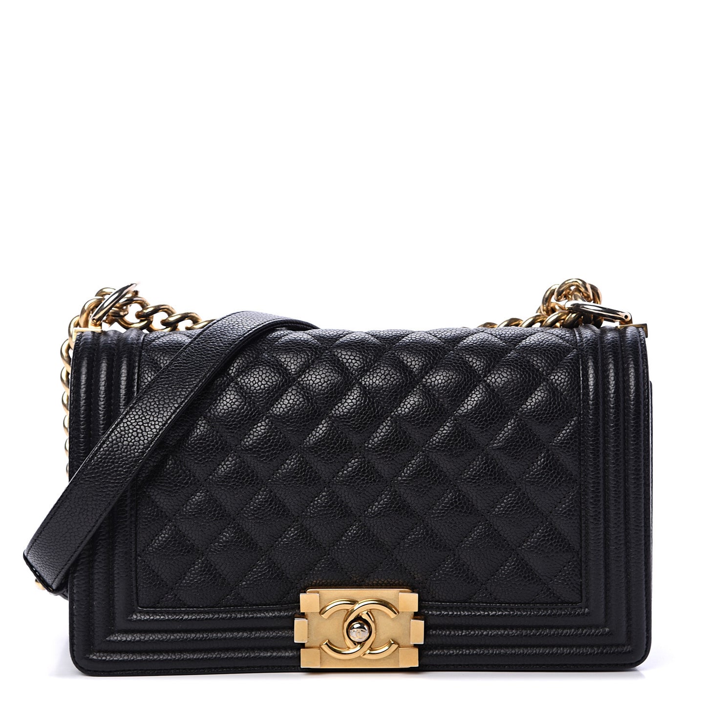 Caviar Quilted Medium Boy Flap Black