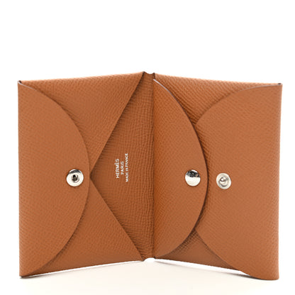 Hermes Epsom Calvi Duo Card Case Gold 5 of 7