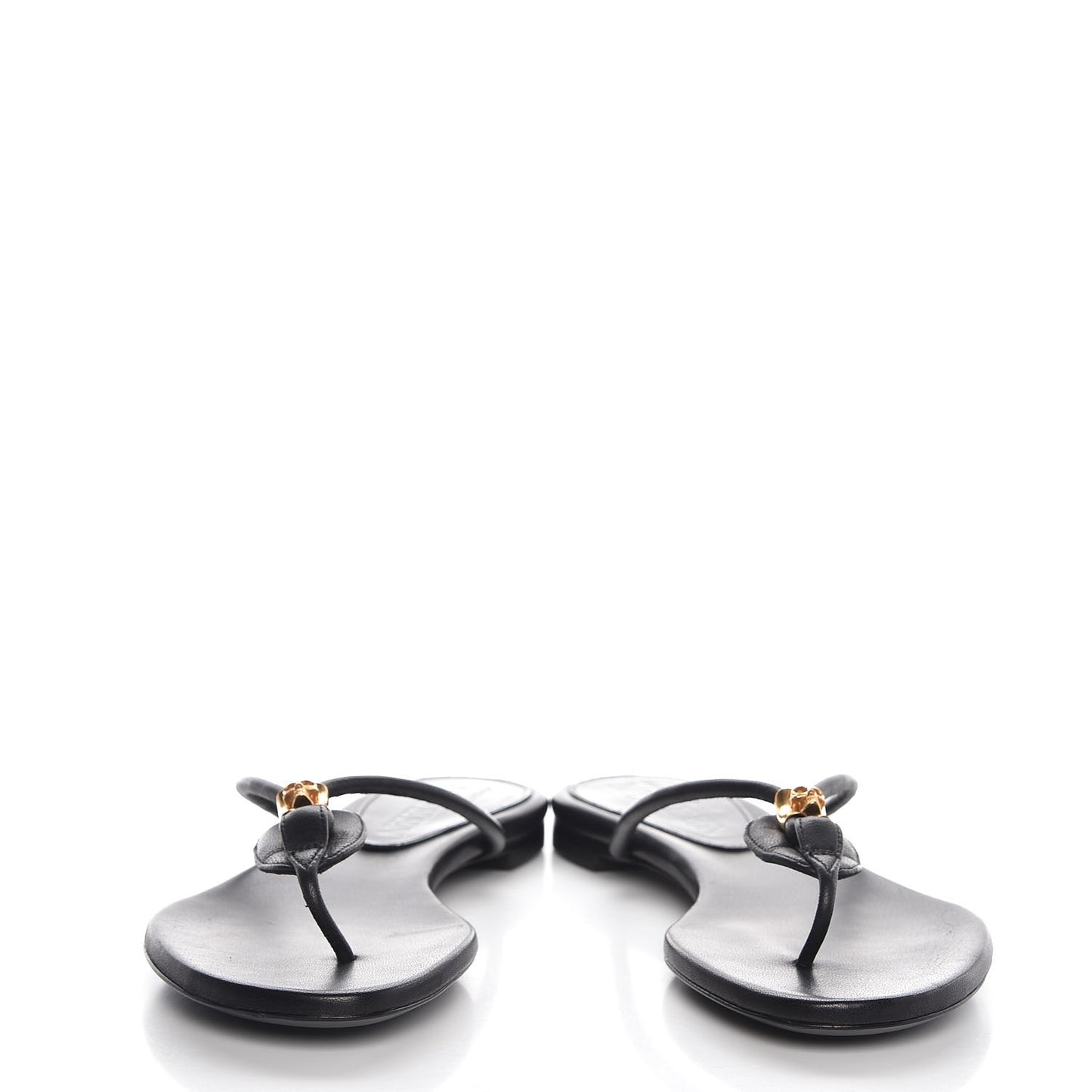 Calfskin Margareth Skull Thong Sandals 37 Black