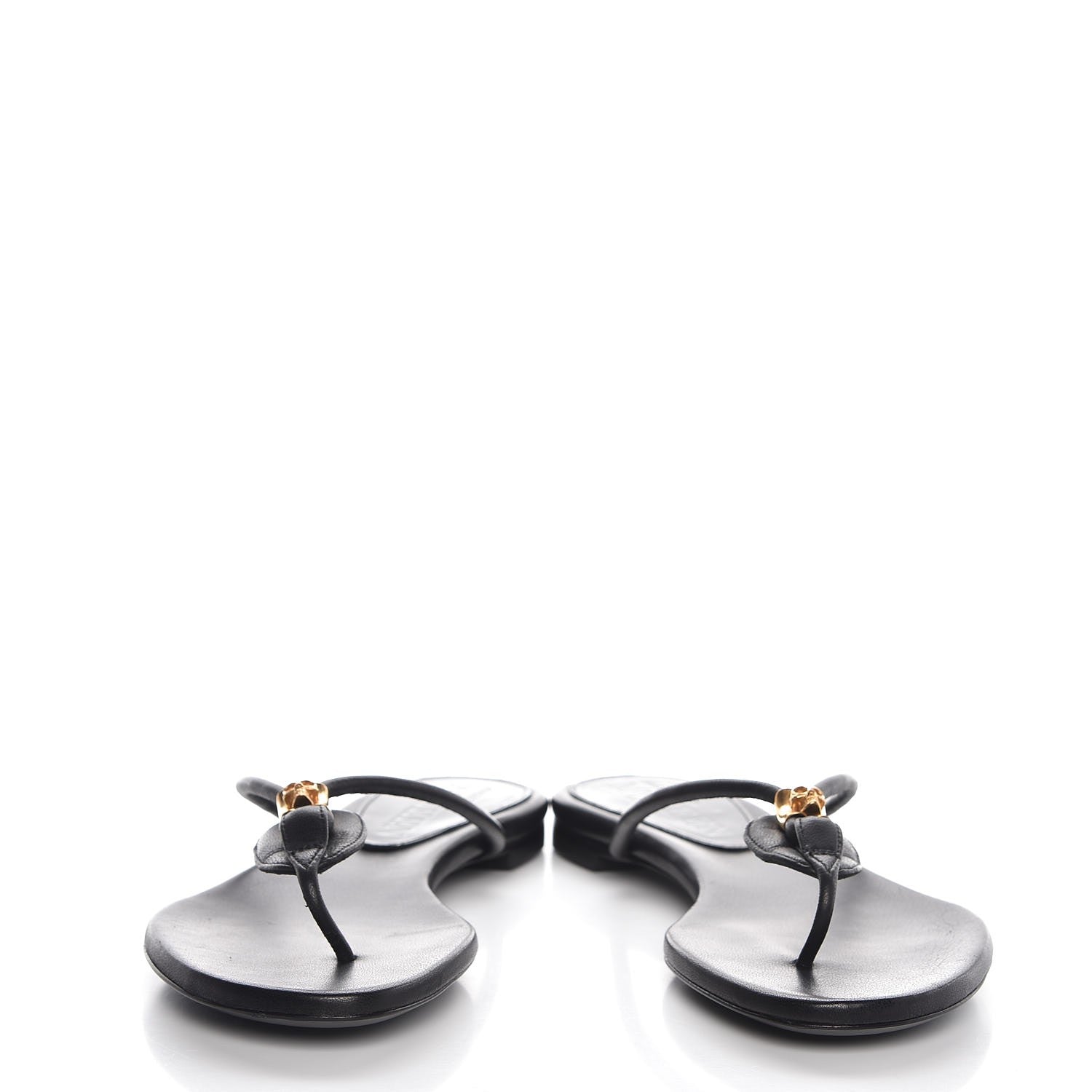 Alexander McQueen Calfskin Margareth Skull Thong Sandals 37 Black 5 of 10