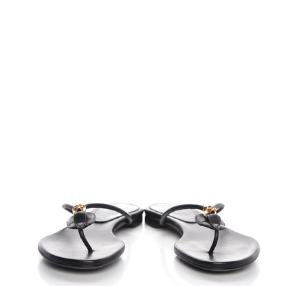 Alexander McQueen Calfskin Margareth Skull Thong Sandals 37 Black 5 of 10