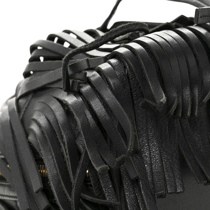 Saint Laurent Calfskin Small Emmanuelle Fringe Bucket Bag Black 9 of 12