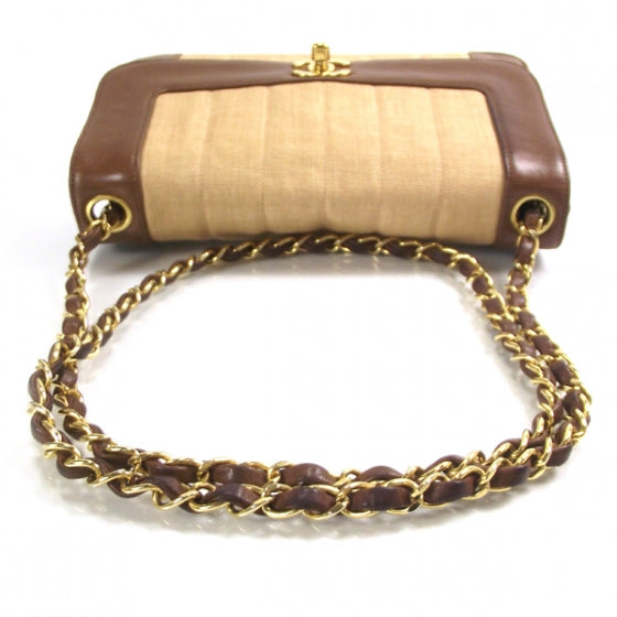 Chanel Straw Leather Flap Brown 6 of 13
