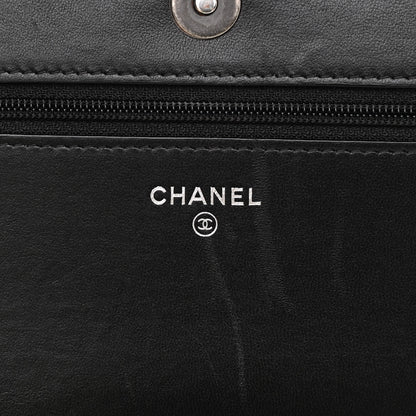 Chanel Lambskin Quilted Boy Wallet On Chain WOC Black 6 of 13