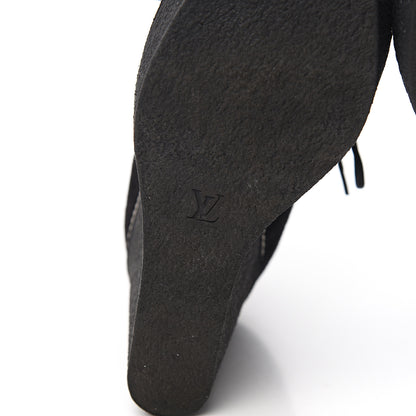 Louis Vuitton Suede Embossed Monogram Frosty Wedge Low Boots 38 Black 6 of 9