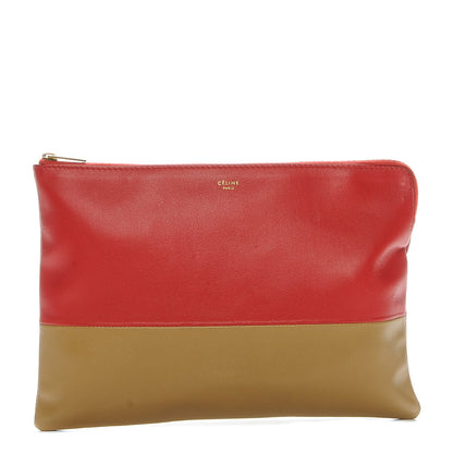 Celine Lambskin Bi-Color Solo Clutch Pouch Raspberry Butter 1 of 6