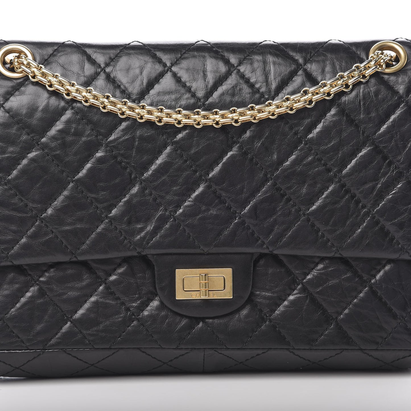 Aged Calfskin Quilted 2.55 Reissue 226 Flap Black
