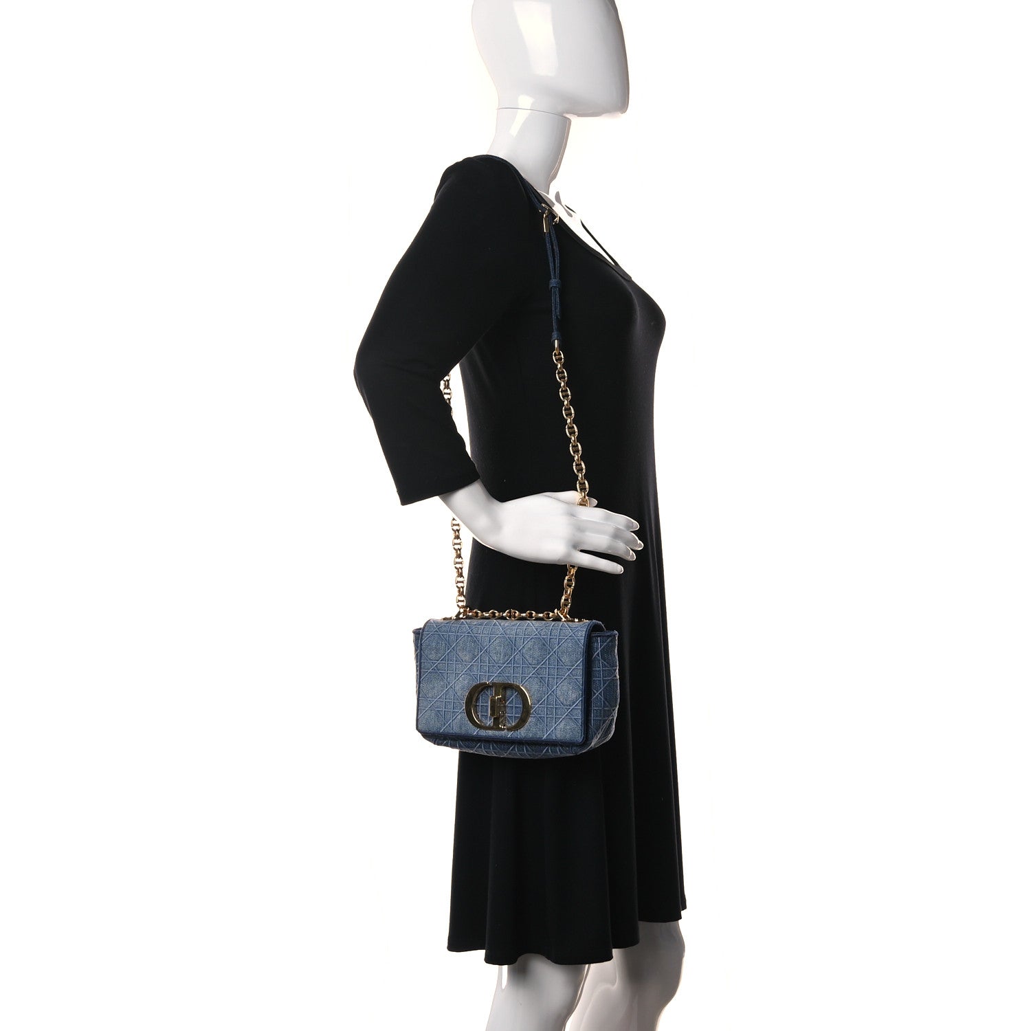 Christian Dior Denim Cannage Small Caro Bag Blue 2 of 9