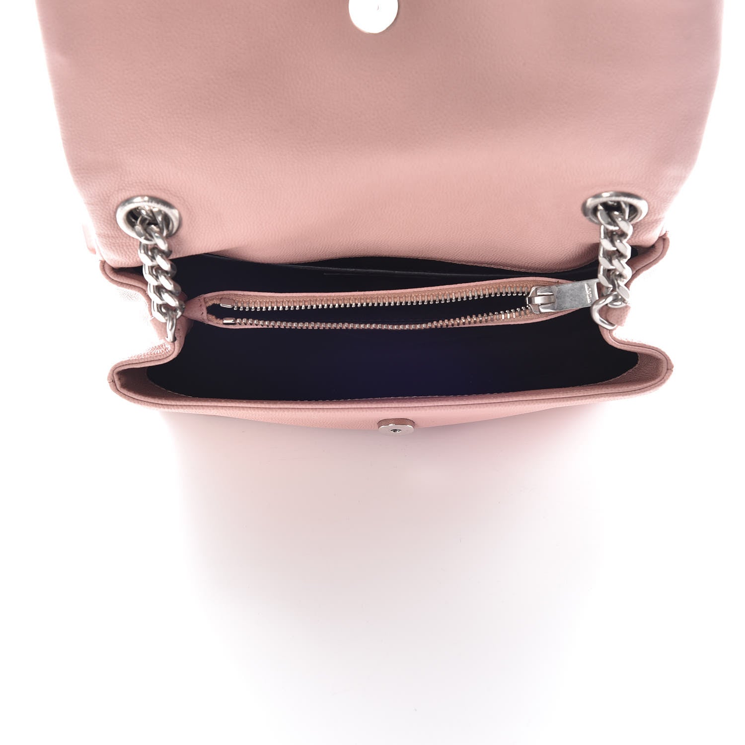 Saint Laurent Grain De Poudre Small West Hollywood Monogram Fold-Over Bag Pale Blush 7 of 11