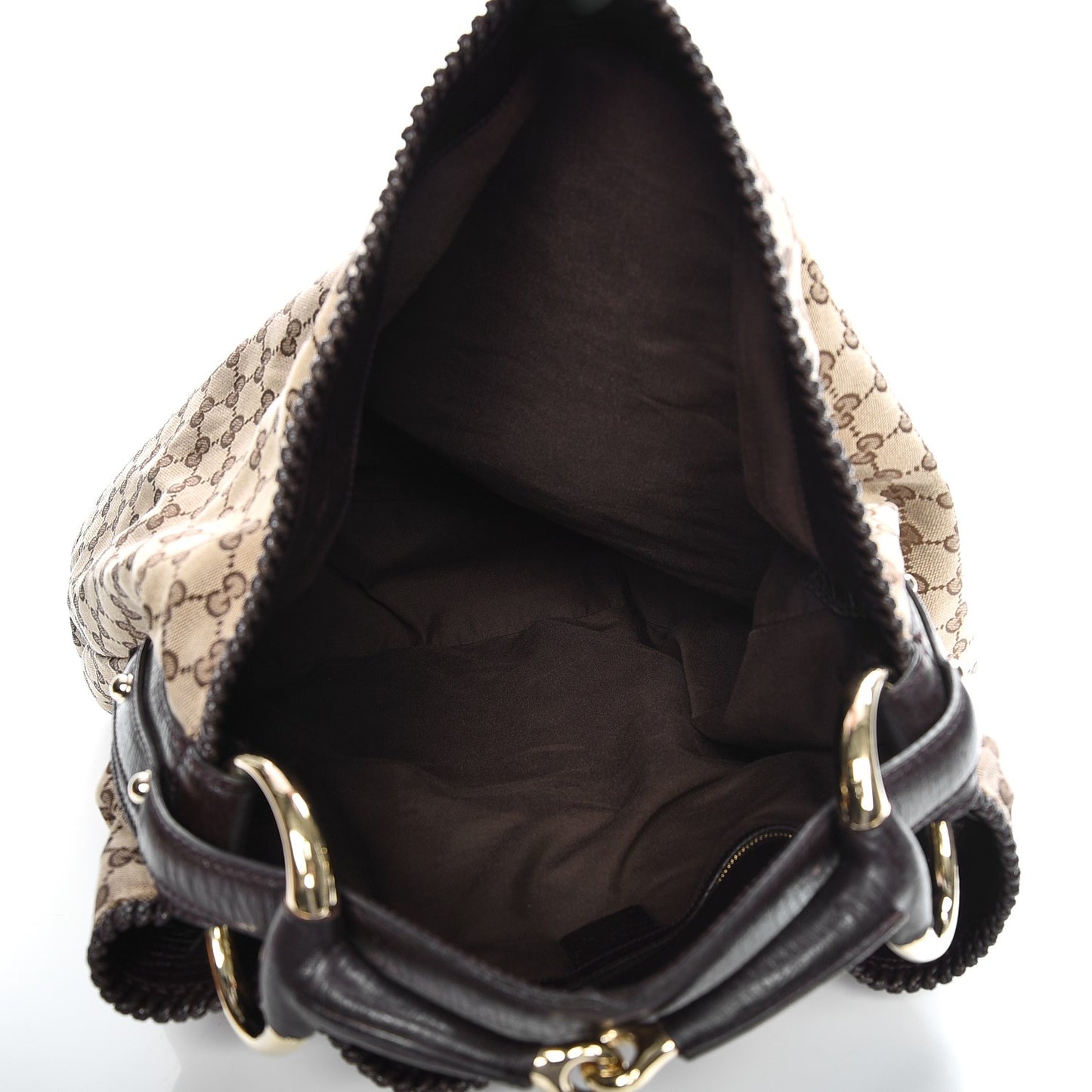 Monogram Large Horsebit Chain Hobo Dark Brown